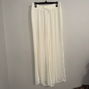 Summersalt Womens White Recycled Polyester Wide Leg Drawstring Pants Large